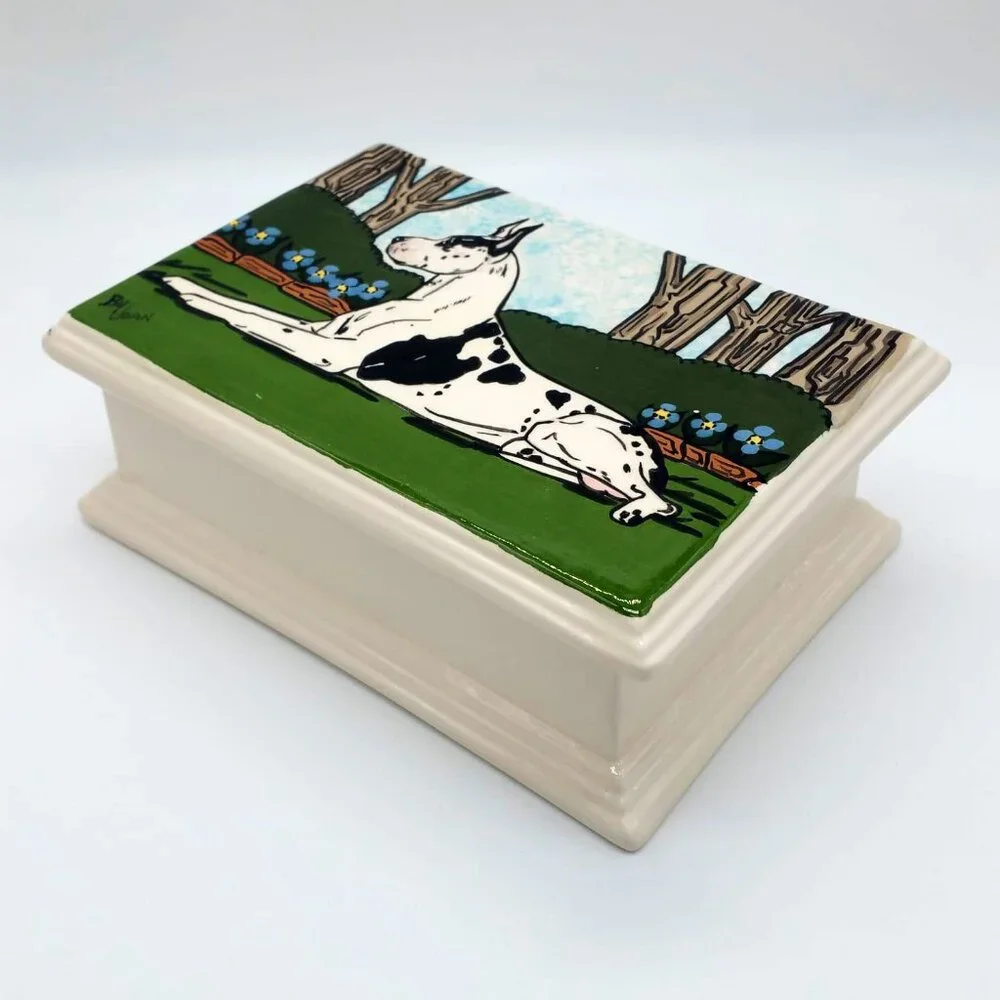 Great Dane Dog Handmade Ceramic Keepsake Trinket Jewelry Box